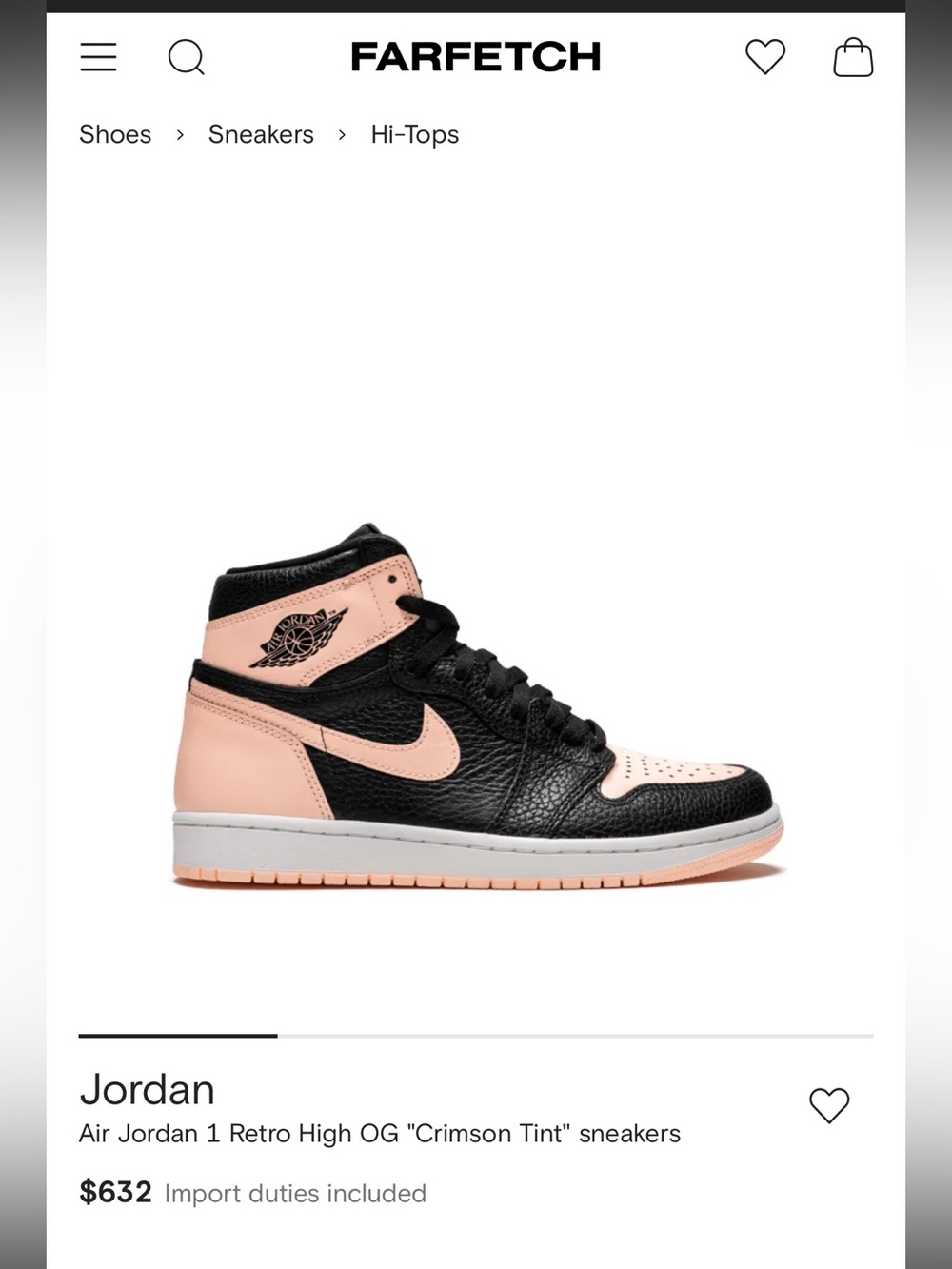 Air Jordan 1 Retro High OG "Crimson Tint" sneakers